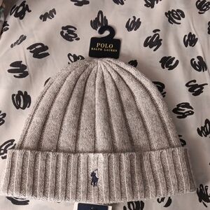 Polo by Ralph Lauren Light Gray Ribbed Beanie